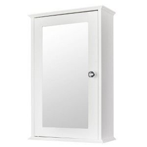 Karl Home Single Door Mirror Indoor Bathroom Wall Mounted Cabinet Shelf White - 1 of 4