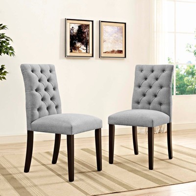 Elegant Duchess Light Gray Tufted Upholstered Dining Chair