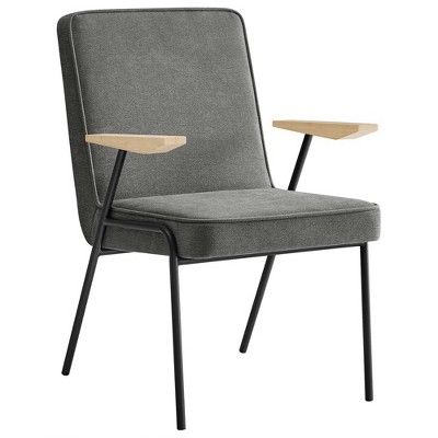 Modway Vista Dining Armchair – Upholstered Fabric Accent Chair with Wood Legs and Curved Back