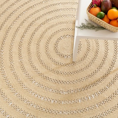 Eclipse Black Round 4' Handwoven Non-Slip Synthetic Rug