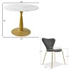 Harris+Flavia 5-Piece Round-Shaped Faux Marble Dining Table Set With 4 Velvet Upholstered Chairs Gold Legs -Maison Boucle - 3 of 4