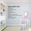 Angel Sar Kids Vanity Set, Floral Printed Wooden Makeup Dressing Table with Mirror and Stool, Pink Princess Role Play Furniture with Storage for Girls - 2 of 4