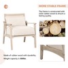 Mid-Century Natural Lumbar Pillow Linen With Solid Wood Legs Accent Chair With Retro Round Rattan Back Arm Pads Accent Side Chairs-Maison Boucle - 3 of 4