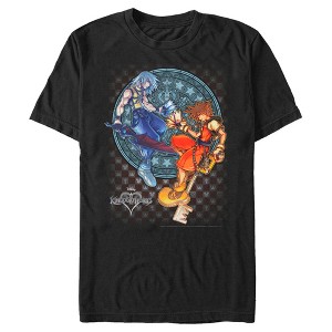 Men's Kingdom Hearts Chain of Memories Hero Duo Stained Glass T-Shirt - 1 of 4