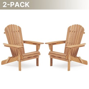 Rbied Wooden Outdoor Foldable Adirondack Chair Patio Chair Set of 2, Half Assembled - 1 of 4