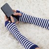 Allegra K Women's Stripe Print Knitted Fingerless Elbow Length Gloves Warmers One Size 1 Pair - 4 of 4