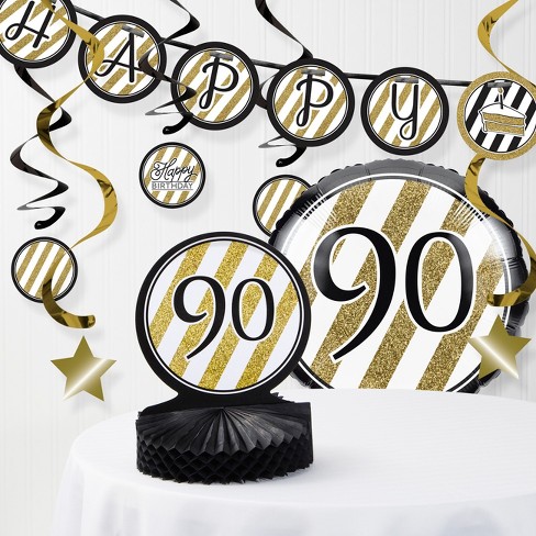 Black & Gold Happy Birthday Centerpiece