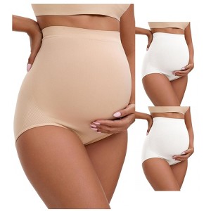 INSPIRE CHIC 3 Packs Women's High Waist Maternity Briefs Butt Lifter Seamless Comfortable Pregnancy Ladies Panties - 1 of 4