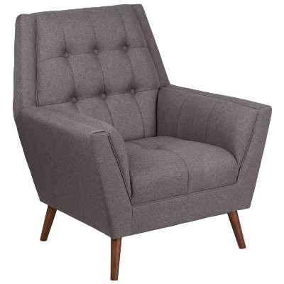 Merrick Lane High-Back Arm Chair Contemporary Gray Button Tufted Fabric Upholstered Accent Side Chair