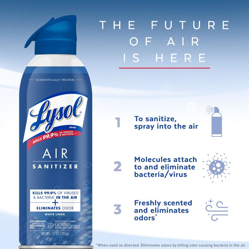 Lysol Air Sanitizing Spray - White Linen - 10oz, 6 of 13