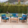 Perla 5pc Acacia Wood Chat Set: Weather-Resistant, Modular Sofa & Coffee Table - Christopher Knight Home - 2 of 4