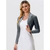 INSPIRE CHIC Women's Long Sleeve Cocktail Party Open Front Cropped Velvet Bolero Shrugs - 2 of 4