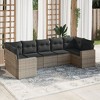 vidaXL 7 Piece Patio Sofa Set with Cushions Gray Poly Rattan - 2 of 4