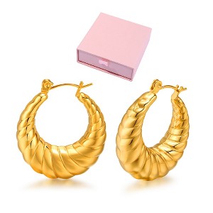 Versatile Gold Hoop Earrings for Women Small Chunky Gold Hoop Earrings Radiant Gold Hoops Pack - 1 of 4