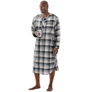 KingSize Plaid Flannel Nightshirt - 1 of 4