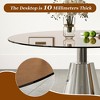 GDFStudio Afton Mid-Century Modern Round Dining Table with Tempered Glass Top and Silver Flared Base - 4 of 4