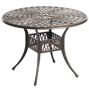 Gardenised Indoor and Outdoor Bronze Dinning Table Bistro Patio Cast Aluminum. - 1 of 4