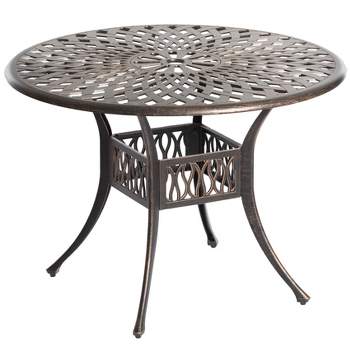 Gardenised Indoor and Outdoor Bronze Dinning Table Bistro Patio Cast Aluminum.