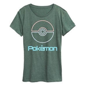 Women's - Pokémon - Neon Pokeball With Logo Short Sleeve Graphic T-Shirt - 1 of 4