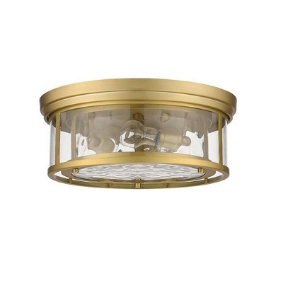 Olde Brass 16" Glass 3-Light Flush Mount Fixture