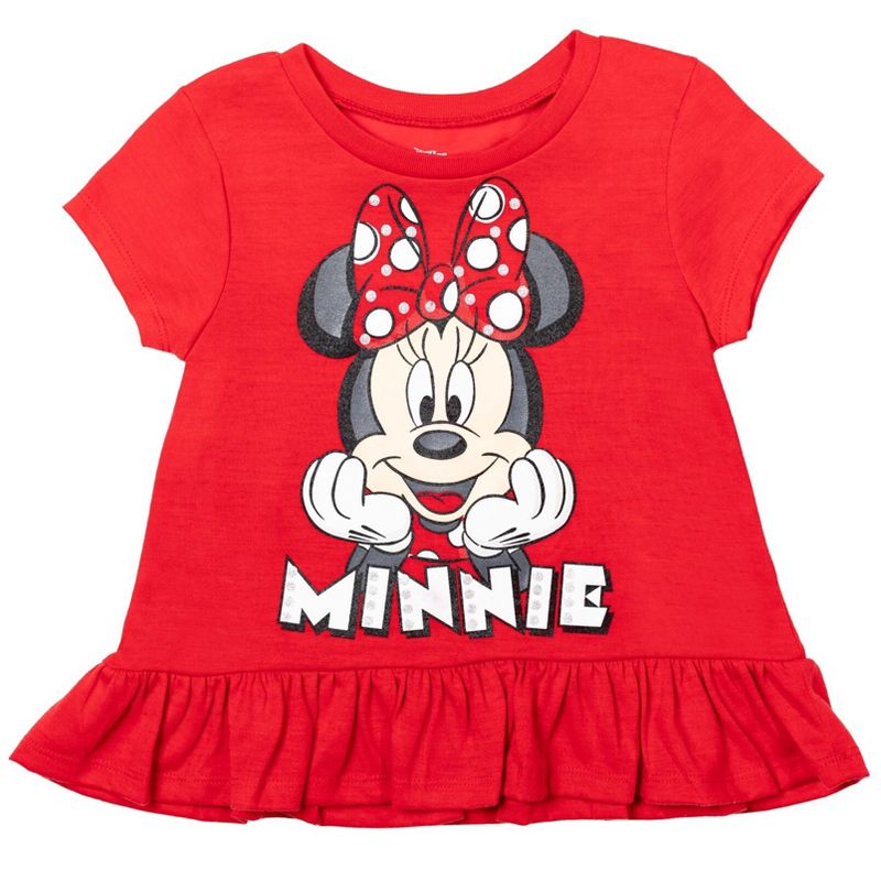 Disney Minnie Mouse Princess Frozen Little Mermaid T-Shirt Leggings and Scrunchie 3 Piece Outfit Set Infant to Big Kid, 2 of 8