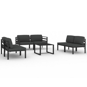 vidaXL Patio Lounge Set Outdoor Sectional Sofa Set Table Aluminum Anthracite - 1 of 4