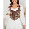 Acekool Women’s Vintage Floral Corset Lace-Up Vest, Vintage Pirate-Inspired Bustier with Embroidered Print - 2 of 4