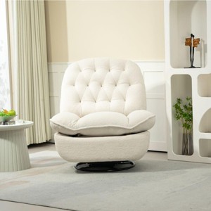 360° Swivel Recliner Adjustable Chair Chenille Swivel Reclining Glider Single Chaise Lounge Sofa Chair With Black Metal Round Base-Cuddlewood - 1 of 4