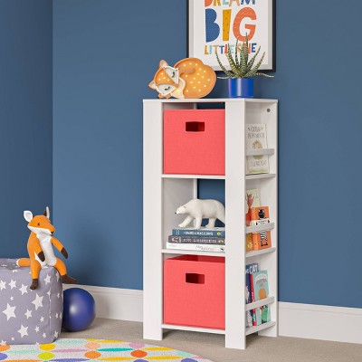 White Kids Bookshelf and Toy Organizer with Cubbies