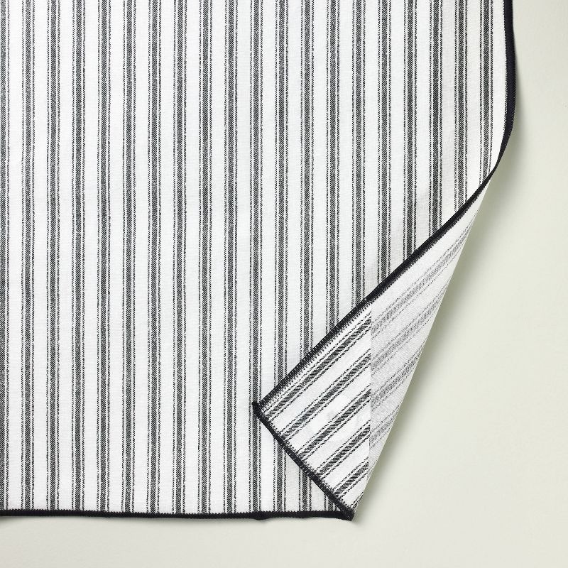 60&#34;x84&#34; Ticking Stripe Wipeable Rectangular Tablecloth Cream/Dark Gray - Hearth &#38; Hand&#8482; with Magnolia, 4 of 5