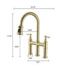 Spot-Resistant Gold-Plated Bridge Kitchen Faucet with Retractable Spray Nozzle - 3 of 4