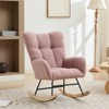 Nursery Rocking Chair, Upholstered Glider Rocker with High Backrest, Accent Reading Chair, Comfy Armchair, Recliner Chair for Bedroom Living Room - 2 of 4