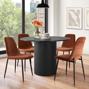 5-Piece 41.5" Dining Set for 4,Pedestal Black Round Dining Table with 4 Armless Dining Chair for Living Room,Dining Room,Farmhouse-Tanpinhause - 1 of 4
