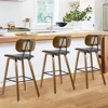 Bekrvio 26" Mid Century Modern Counter Height Bar Stools - Rattan Cane Back, Wood, PU Leather Upholstered for Kitchen Island Dining - 2 of 4