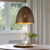 LLHZSY 1-Light 15 3/4" Dome Kitchen Island Pendant Light With Hollowed-Out Shade - Vintage Brass - 2 of 4