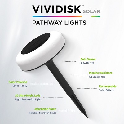 Color Changing LED Solar Pathway Disk Lights Multipack