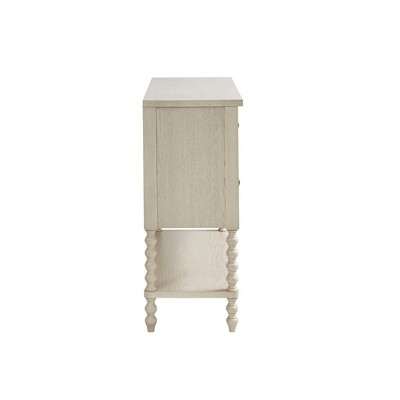 Antique White Acacia Double Drawer Chest with Spindle Legs