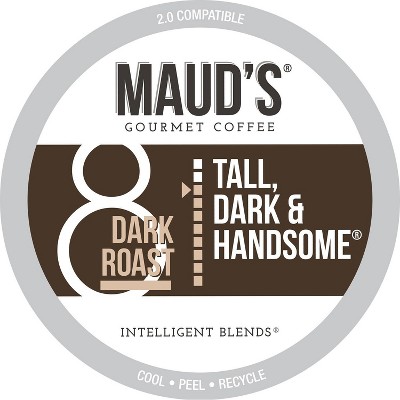 Maud's Dark Roast Coffee (Tall Dark and Handsome), Recyclable Dark Roast Coffee Pods – 100% Arabica Coffee California Roasted - 100ct