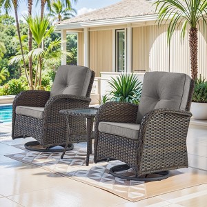 Gymojoy Outdoor Patio Wicker Swivel Chair Glider Chair Table with Removable Cushions - 1 of 4