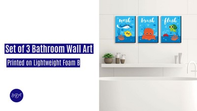 Under the Sea Multicolor Digital Art Kids Bathroom Wall Art Set