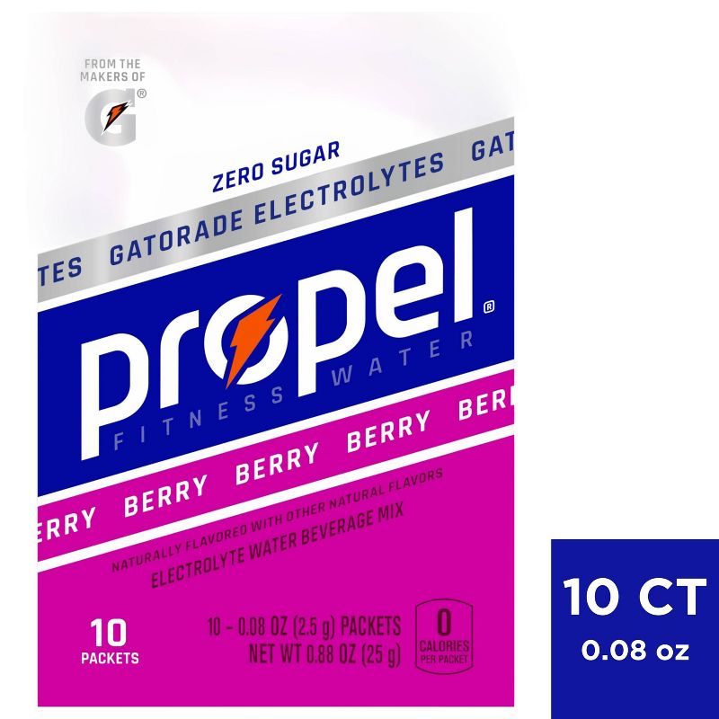 Propel Zero Berry Water Beverage Mix - 10pk/0.08oz Pouches, 1 of 11
