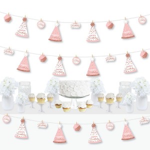 Big Dot of Happiness Pink Rose Gold Birthday - Happy Birthday Party DIY Decorations - Clothespin Garland Banner - 44 Pieces - 1 of 4