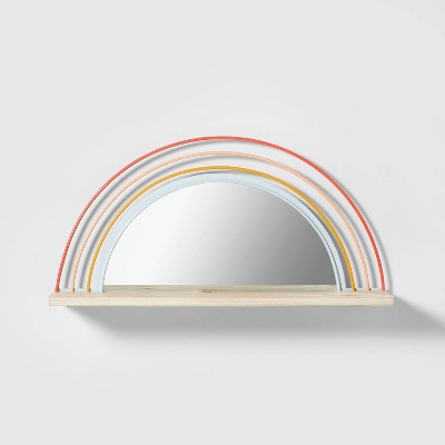 18"x9" Wood and Metal Arch Mirror with Shelf - Pillowfort™