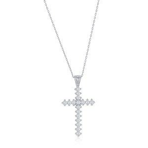 Bella Silver Sterling Silver, CZ Cross Necklace - Gold - 16+2 Inch - 1 of 2