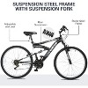 WEIZE Mountain Bike, 26"/27.5" Outdoor Cycling MTB 18 Speed, High Carbon Steel Frame with Dual Full Suspension, Black & White Bikes for Men Women - 4 of 4
