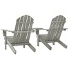 vidaXL Solid Fir Wood Patio Adirondack Chairs with Tea Table Set, Weather Resistant, Comfortable Ergonomic Design, Gray - 4 of 4