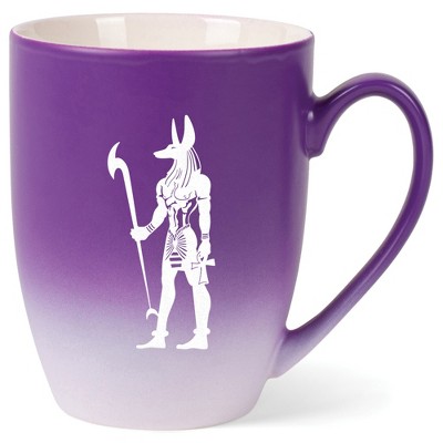 Elanze Designs 12 Ounce Two Toned Ombre Ceramic Tea Coffee Cup Mug Purple White Anubis Guardian Of The Afterlife