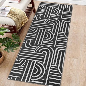 Modern Area Rug for Living Room, Vintage Low Pile Floor Rug with Non Slip Backing, Washable Stain Resistant Carpet for Dorm Office - 1 of 4