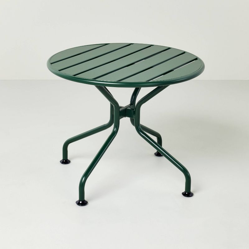 Slat Metal Round Outdoor Patio Accent Table - Green - Hearth &#38; Hand&#8482; with Magnolia, 4 of 7