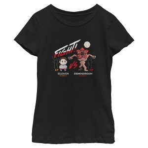 Girls Stranger Things Eleven vs Demogorgon Pixels T Shirt - 1 of 4